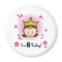 Brunette Princess 6th Birthday magnets by kids_birthdays Brunette Princess 6th Birthday magnets