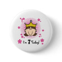 Brunette Princess 7th Birthday buttons by kids_birthdays Brunette Princess 7th Birthday buttons