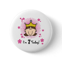 Brunette Princess 7th Birthday buttons