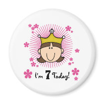 Brunette Princess 7th Birthday Magnets