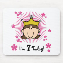 Brunette Princess 7th Birthday Mouse Mats