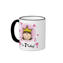 Brunette Princess 7th Birthday Coffee Mugs