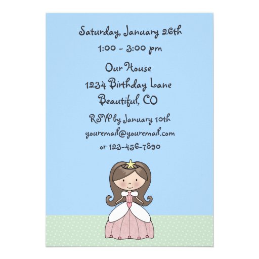 Brunette Princess Fairy Tale Birthday Invitation