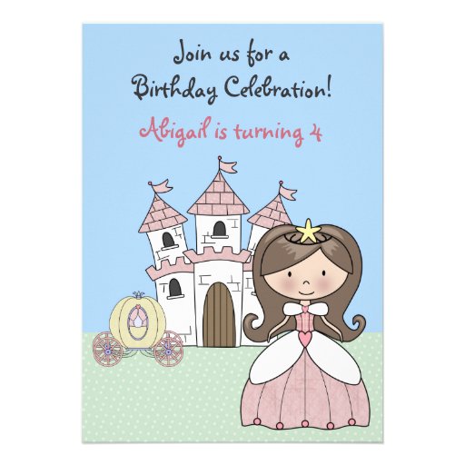 Brunette Princess Fairy Tale Birthday Invitation