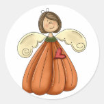 brunette pumpkin angel stickers