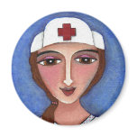 Brunette RN - folk art nurse / nursing magnet