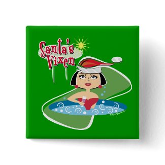 Brunette Santa's Vixen Button button