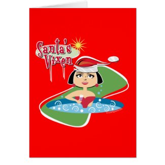 Brunette Santa's Vixen Cards card