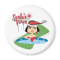 Brunette Santa's Vixen magnets
