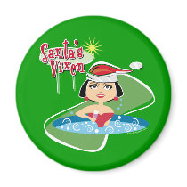 Brunette Santa's Vixen magnets
