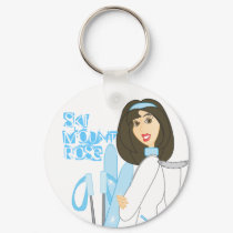 Brunette Skier keychains