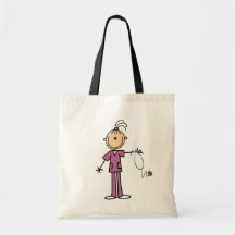 Brunette Stick Figure Nurse Canvas Bags