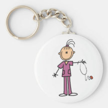Brunette Stick Figure Nurse Key Chain