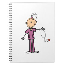 Brunette Stick Figure Nurse Spiral Notebook