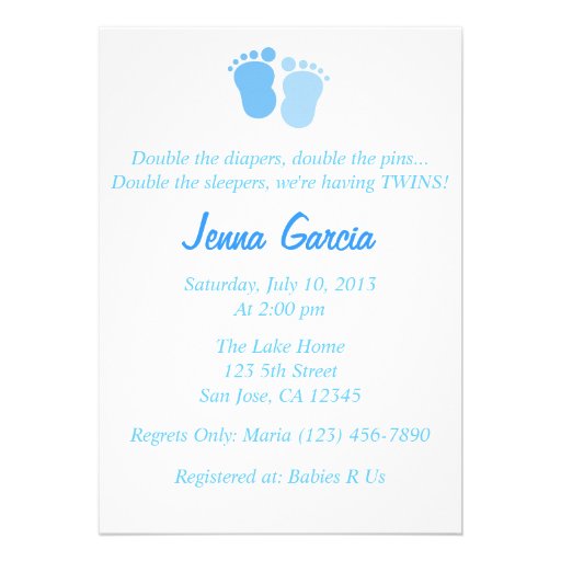 Brunette Twin Boys Baby Shower Invitation