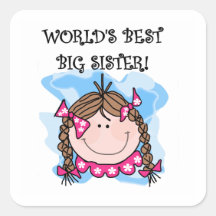 Brunette World's Best Big Sister Gifts Stickers