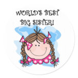 Brunette World's Best Big Sister Tshirts Round Stickers