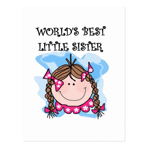 Brunette Worlds Best Little Sister Tshirts Postcard Zazzle