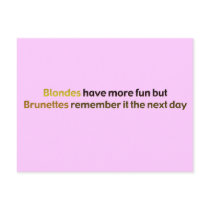 Brunettes&BlondesBumperStik postcards