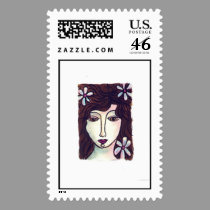 BrunetWFlowers stamps