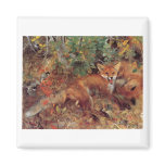 Bruno Liljefors -  Foxes 1885 Oil on Canvas Print Refrigerator Magnets