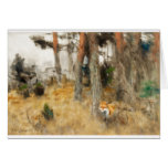 Bruno Liljefors - Räv i skogsparti Fox Trees oil Greeting Cards