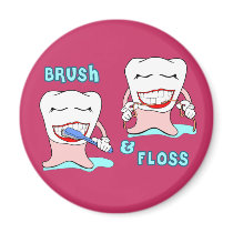 Brush and Floss Refrigerator Magnet