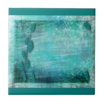 Brush Strokes Abstract Teal and Turquoise Tile tiles