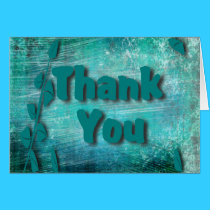 Brush Strokes And Leaves Thank You Card, Teal2 cards
