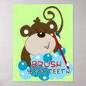 Brush Your Teeth Monkey Bathroom Art Print print