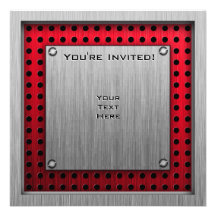 Brushed Aluminum look Baseball Custom Invitations