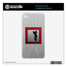 Brushed Aluminum look Golfer iPhone 4S Decal