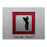 Brushed Aluminum look Golfer Postcard