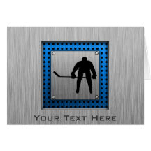 Brushed Aluminum look Hockey Greeting Cards