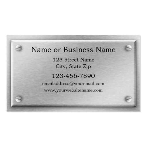 Brushed Aluminum Metal Plate Business Card (back side)