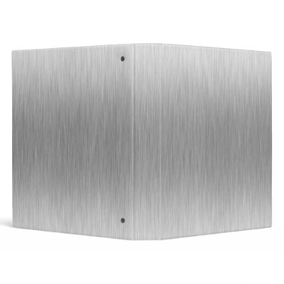 Brushed Aluminum Stainless Steel Textured 3 Ring Binder