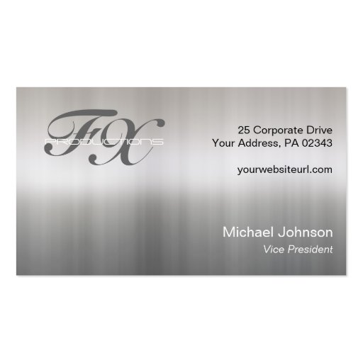 Brushed Aluminum Stainless Steel Textured Business Cards (back side)