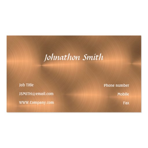 Brushed Copper Business Card Template (back side)