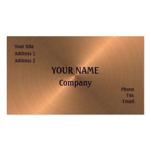 Brushed Copper Business Card Templates (front side)