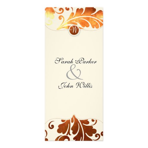 brushed Copper Damask Paisley Wedding Invite