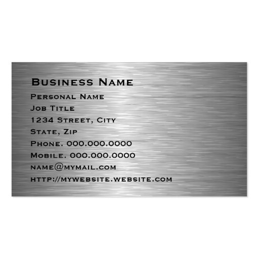 Brushed Dark  Silver Corporate Business Card (back side)