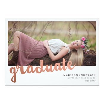 Brushed In Rose Gold | Graduation Invitation by FINEandDANDY at Zazzle