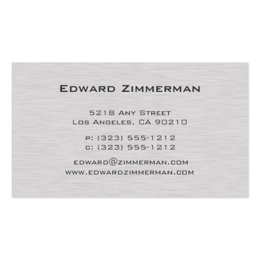 Brushed Metal: Aluminum Textured Business Card (back side)