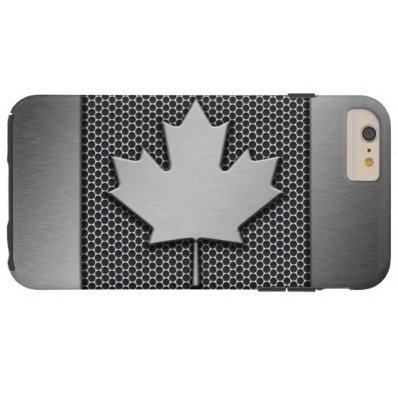 Brushed Metal Canadian Flag Tough iPhone 6 Plus Case