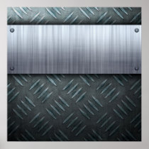 Brushed Metal Diamond Plate Template Posters