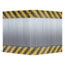 Brushed Metal Hazard Construction Layout 3 Ring Binders