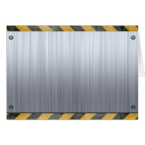 Brushed Metal Hazard Construction Layout Greeting Card