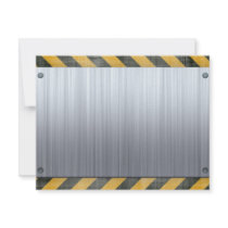 Brushed Metal Hazard Construction Layout Custom Announcements