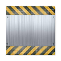 Brushed Metal Hazard Construction Layout Refrigerator Magnet