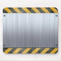 Brushed Metal Hazard Construction Layout Mousepads
